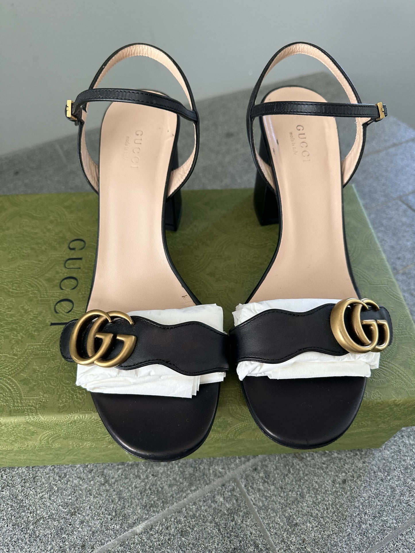 Gucci GG Marmont black sandals - FULL SET
