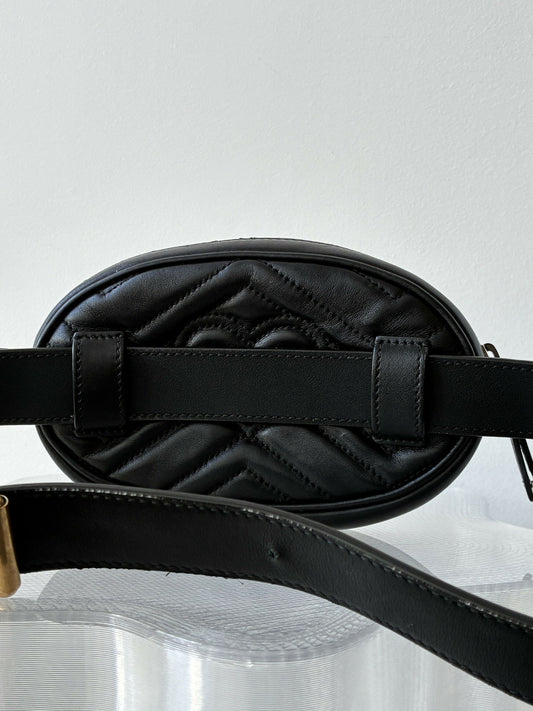 Gucci Marmont Belt Bag in Black Leather