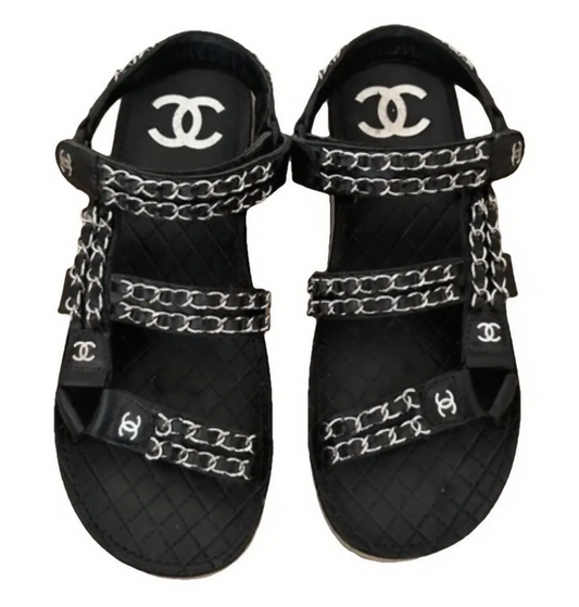 Chanel Silver Chain Sandals