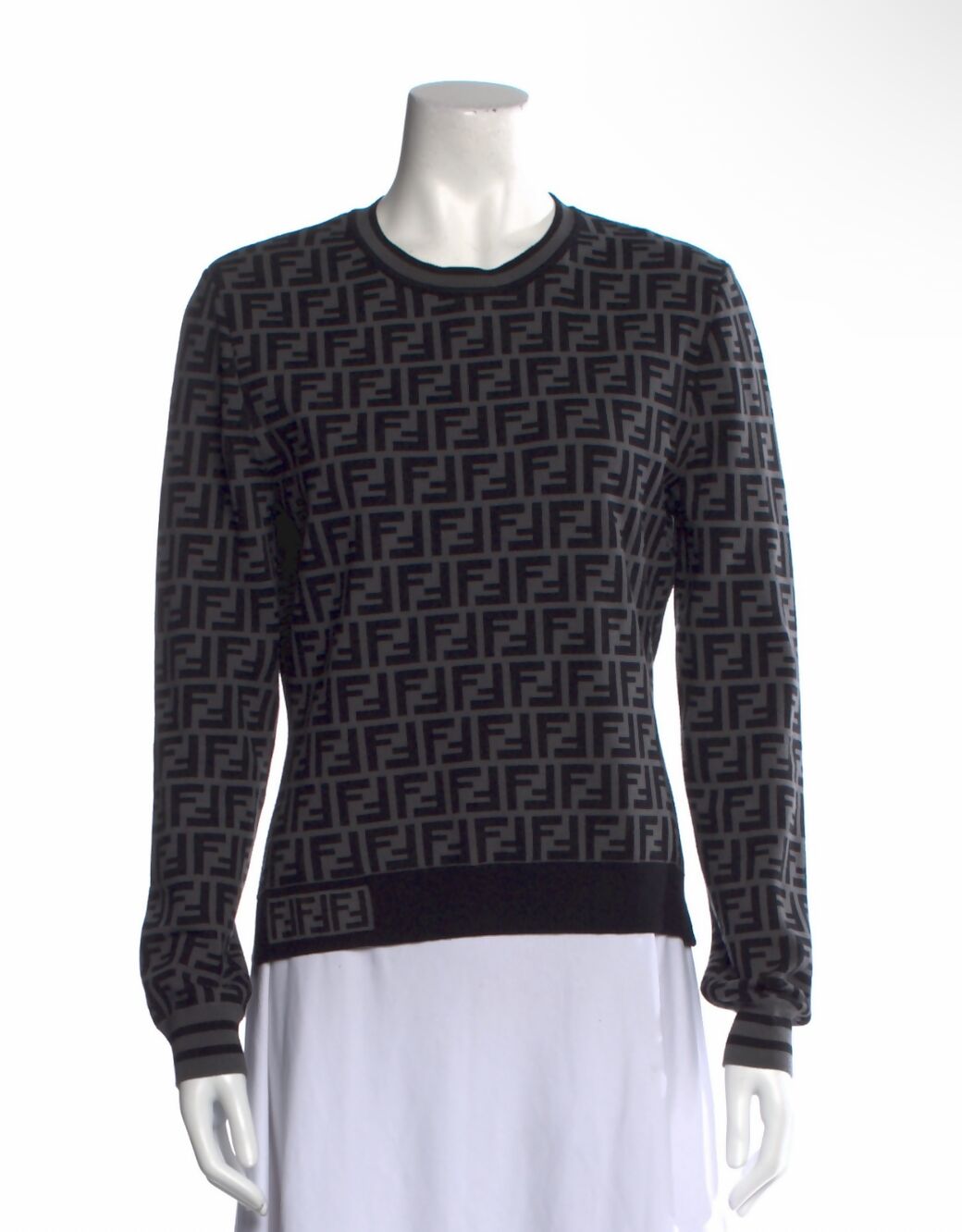 Fendi Grey/Black Monogram Knit Pullover