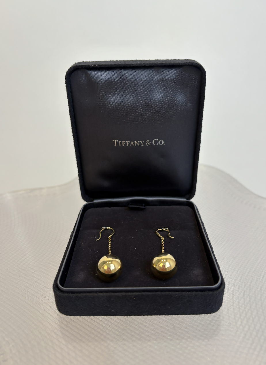 Tiffany & Co. 18K Yellow Gold Ball Hook Earrings - Full Set