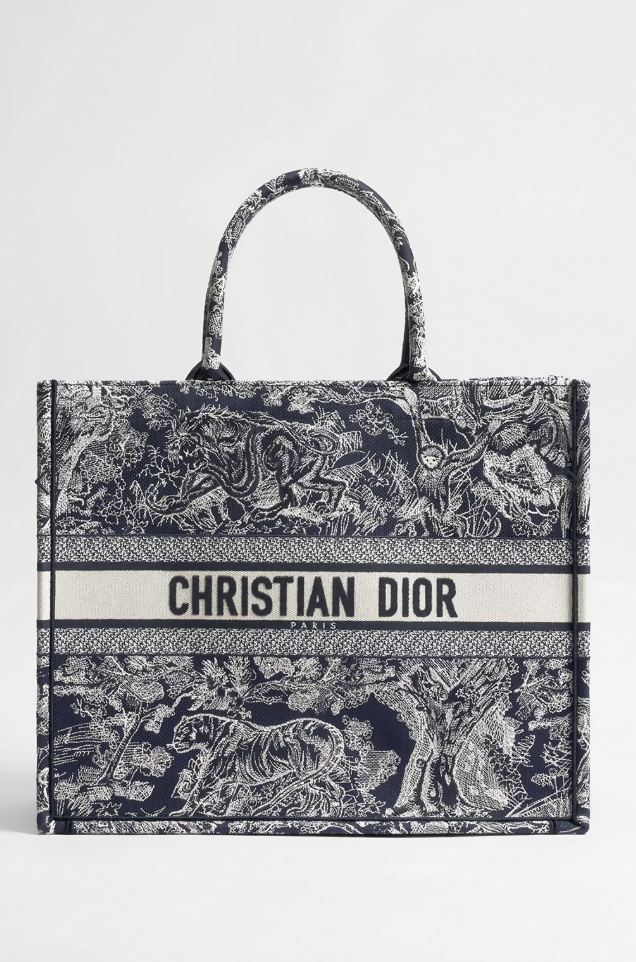 Dior Book Tote in Blue and Ecru Toile de Jouy Embroidery