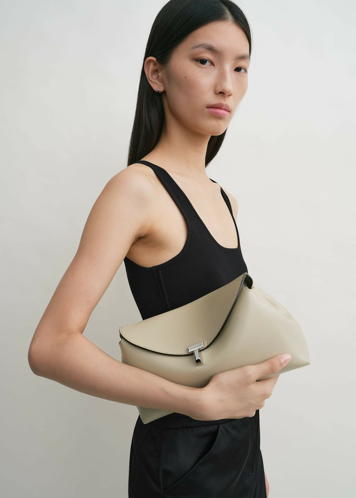 Toteme T-Lock Leather Clutch & Crossbody Bag