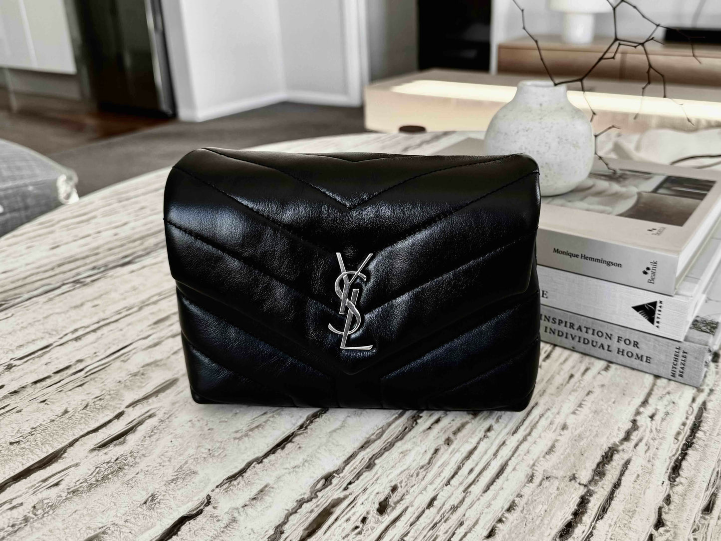 Saint Laurent YSL Toy Loulou Matelasse Leather Crossbody Bag in Black