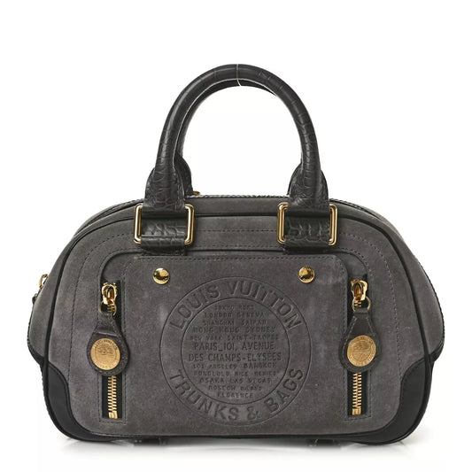 Louis Vuitton Limited Edition Grey Suede Stamped Trunk Bag, 2006 Cruise Collection
