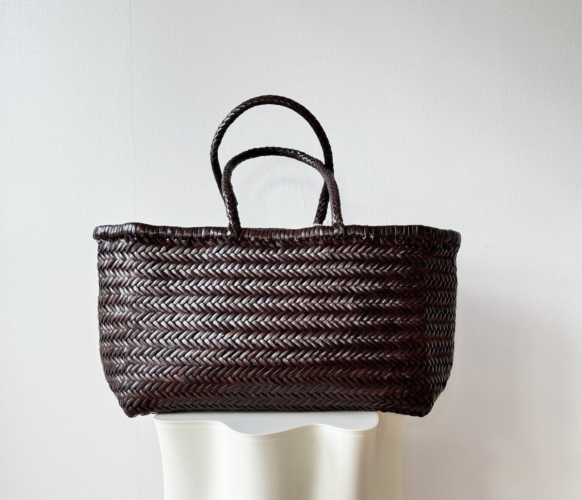 DRAGON DIFFUSION Bamboo Triple Jump Woven Leather Tote Bag - New