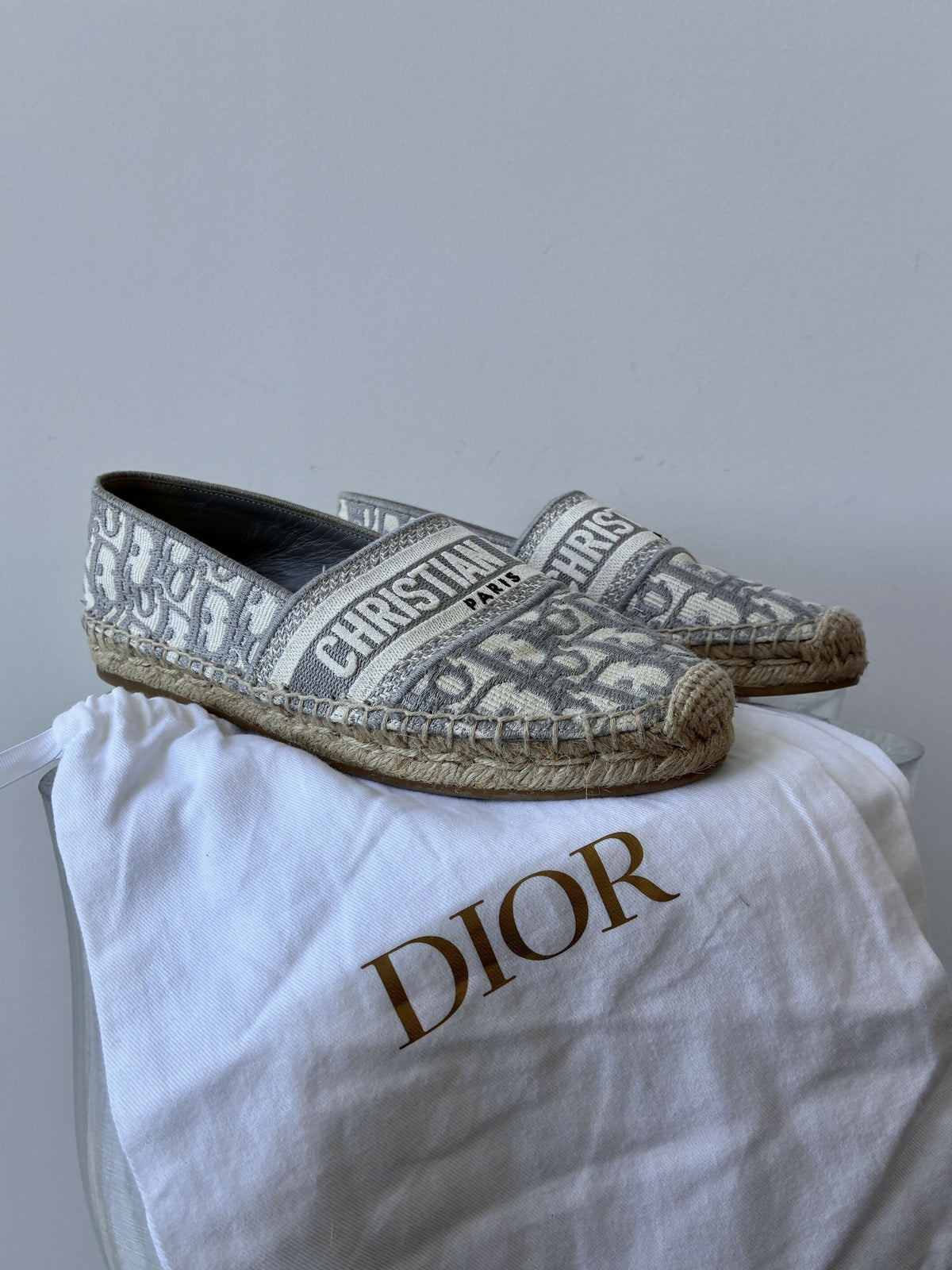 Christian Dior Oblique Granville Espadrille in Grey Stone