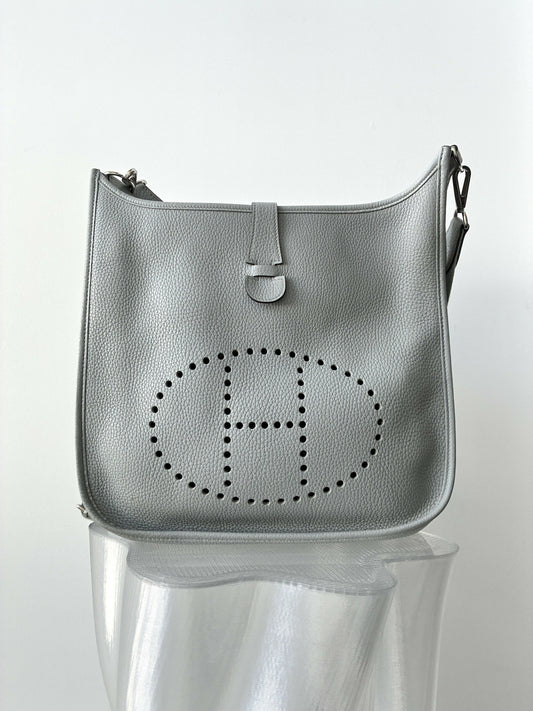 Hermès Evelyne GM 33, Grey Taurillon Clemence Leather