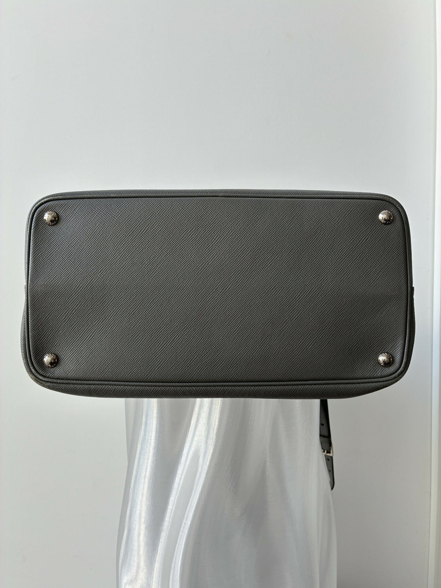 Prada Medium Saffiano Cuir Double Bag in Grey Leather