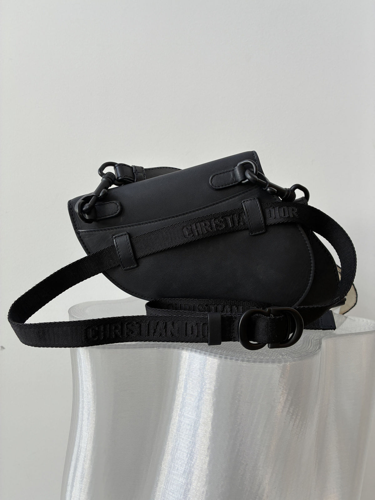 Christian Dior Ultra Matte Calfskin Saddle Belt Bag Black