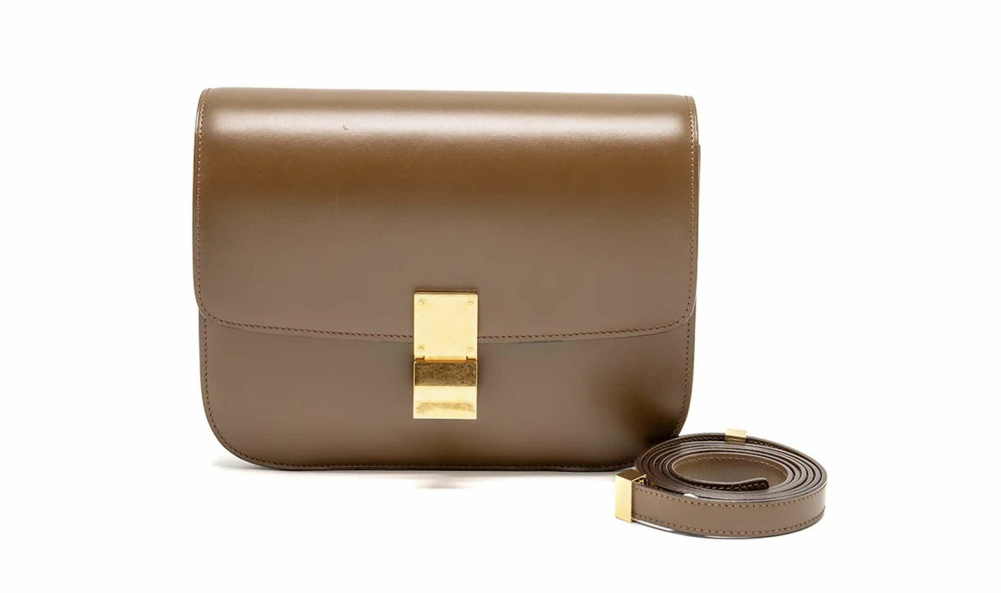 CELINE Medium Classic Box Bag Calfskin Camel
