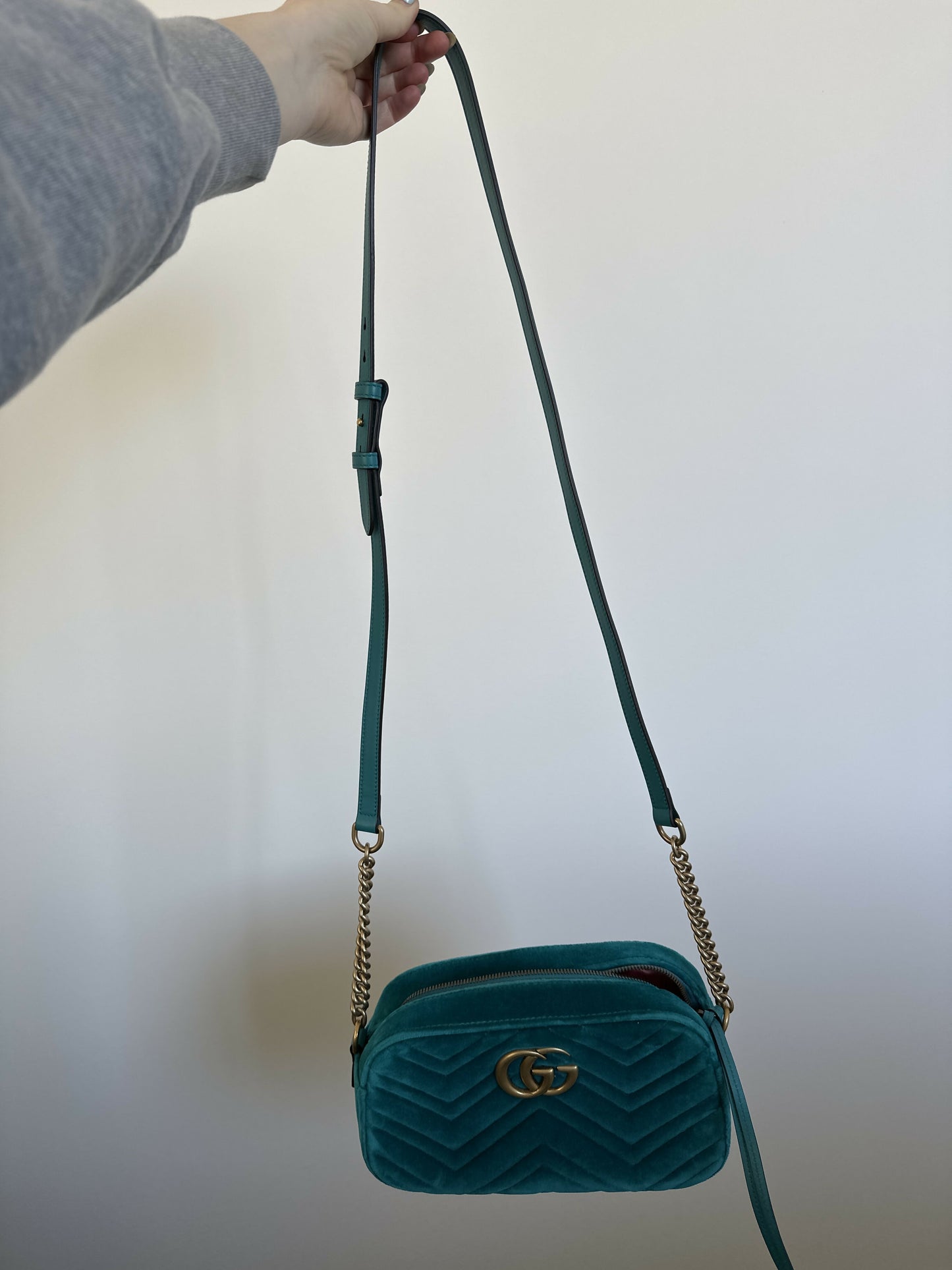 Gucci Teal Velvet Marmont Bag