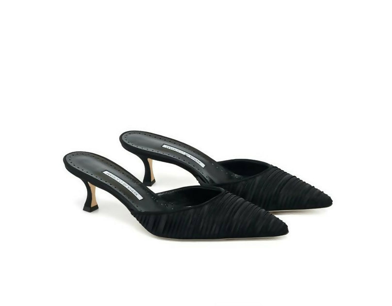 Manolo Blahnik Carolyne 50 Satin Mules - FULL SET