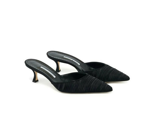 Manolo Blahnik Carolyne 50 Satin Mules - FULL SET