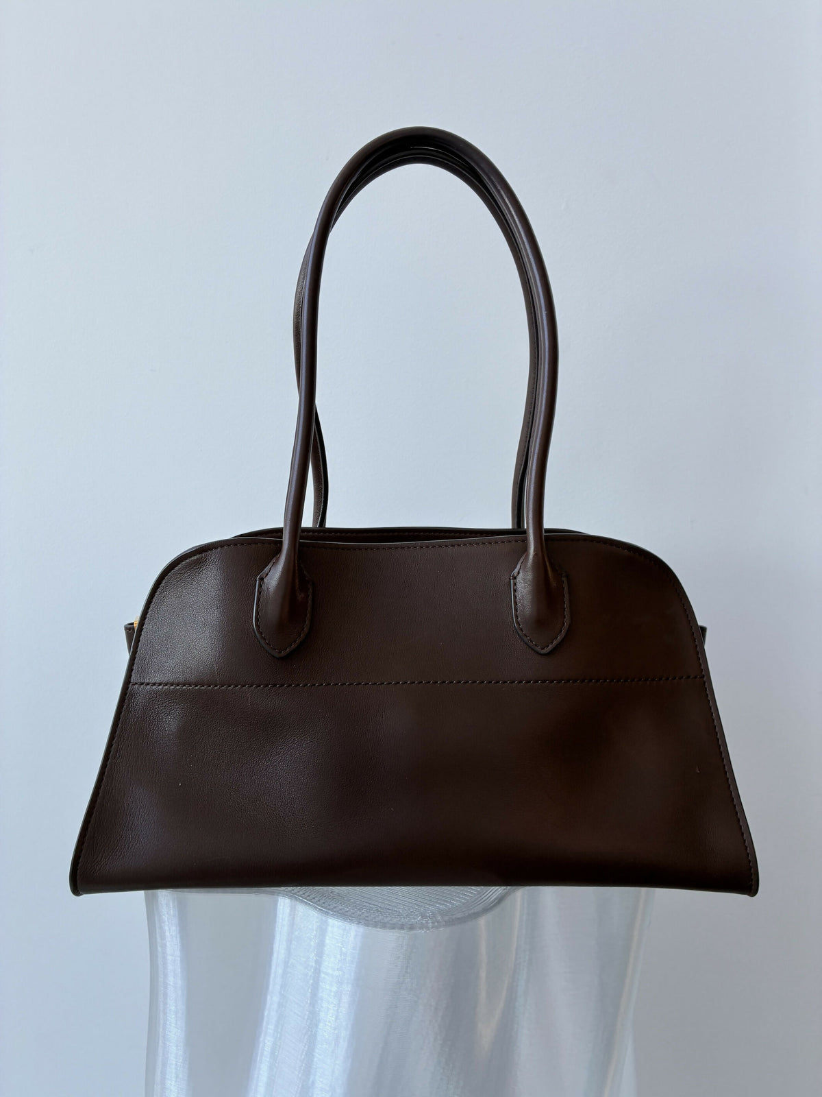 The Row East-West Margaux Dark Brown Leather Bag