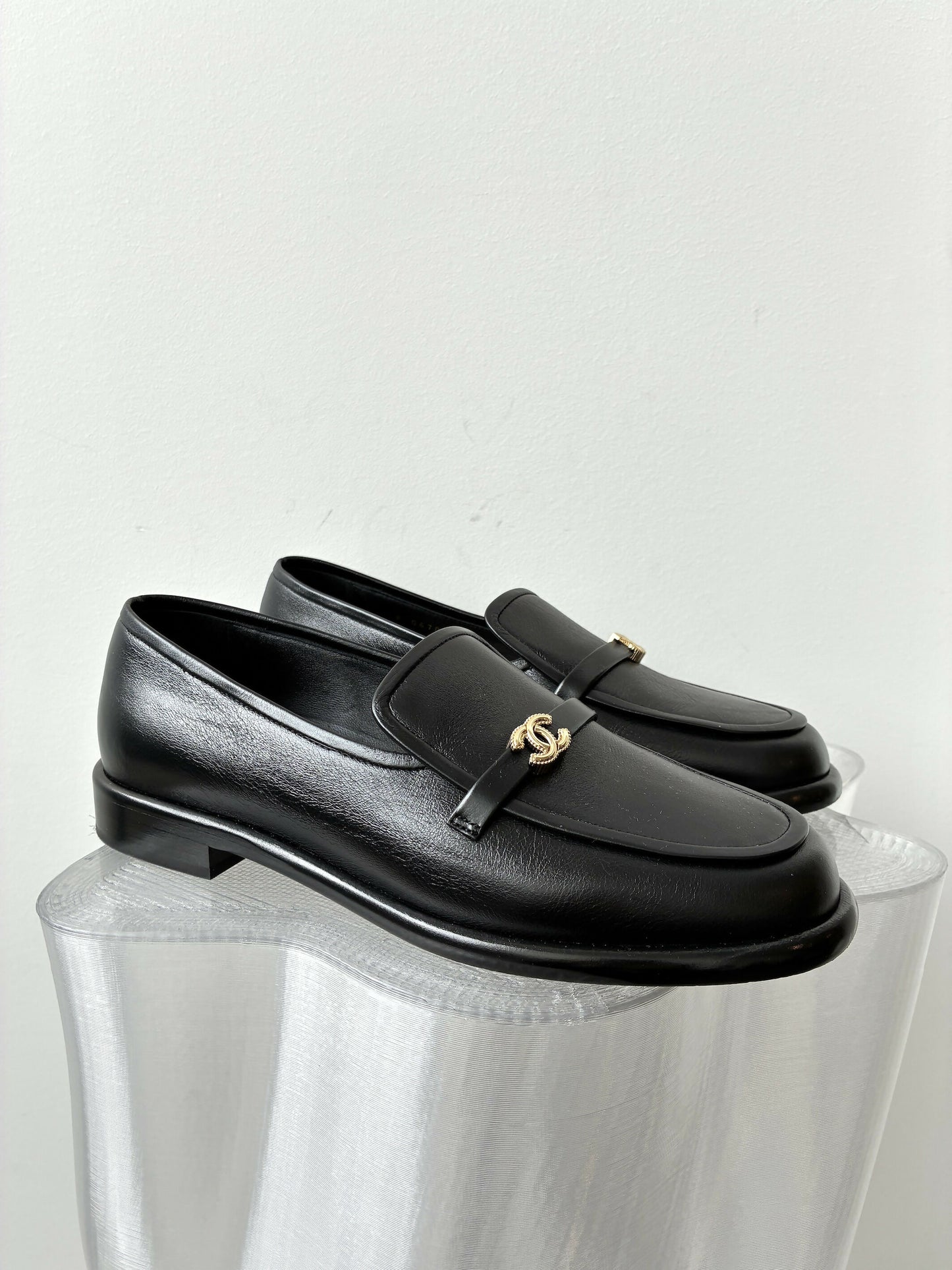 Chanel Shiny Calfskin CC Moccasins