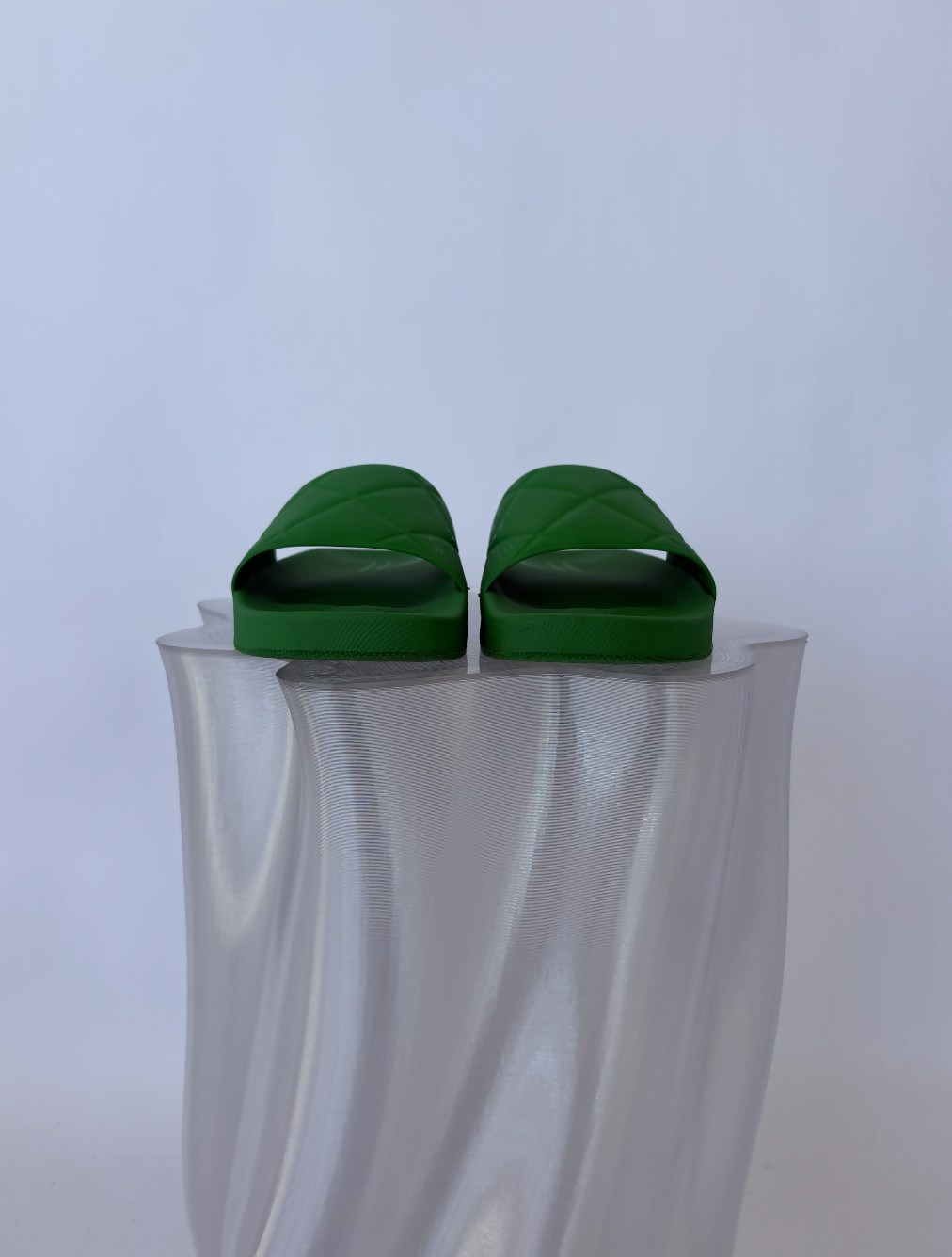 Bottega Veneta Green Rubber Pool Slides