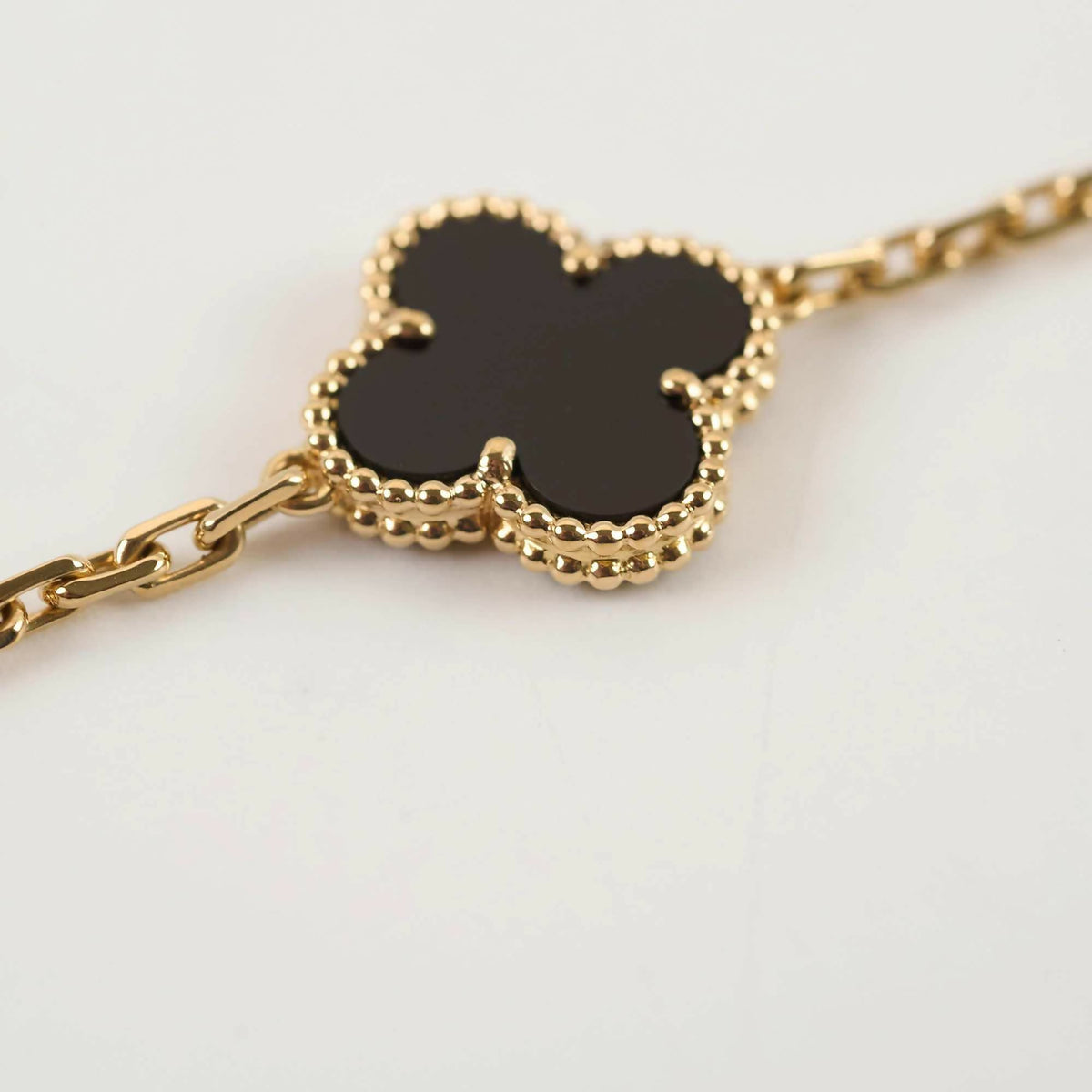 Van Cleef & Arpels Vintage Alhambra 5 Motifs Onyx Bracelet