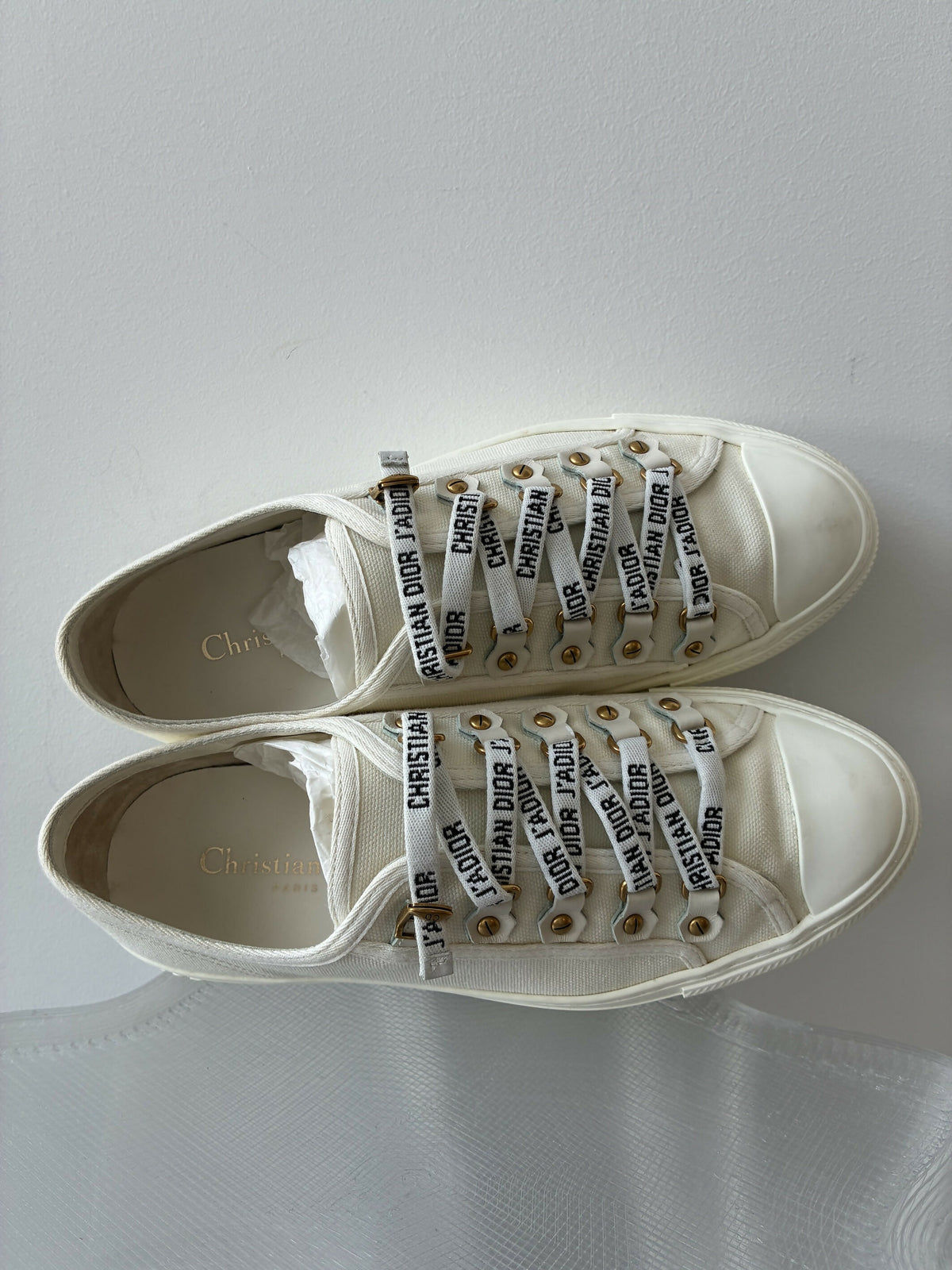 Dior White Canvas Walk'n'Dior Low Top Sneakers - FULL SET