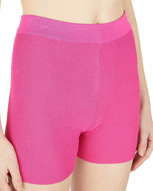 Jacquemus High Waist Knitted Shorts in Bright Pink