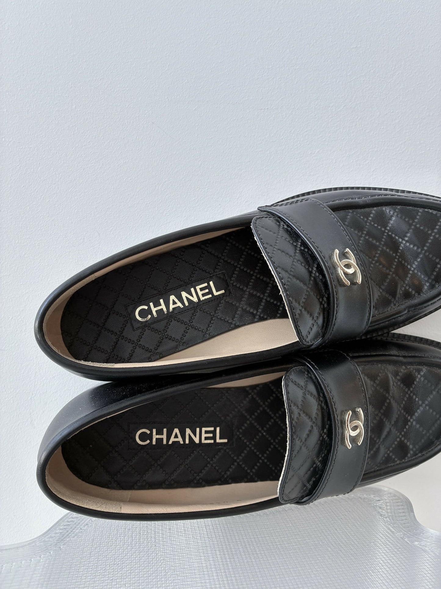 Chanel Black Quilted Leather Loafers - FULL SET