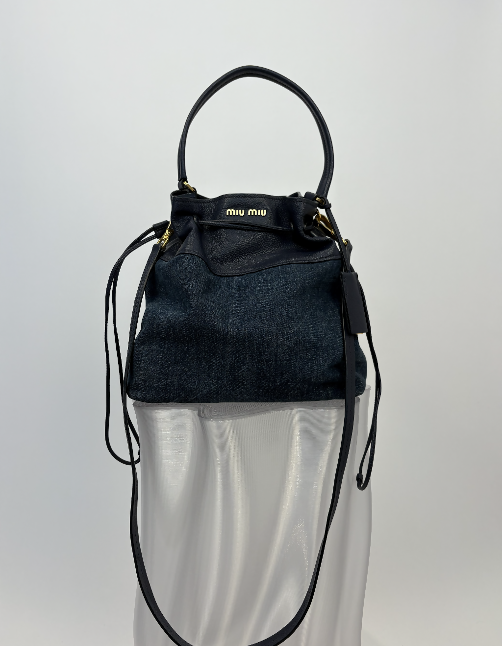 Miu Miu Denim and Leather Bucket Bag
