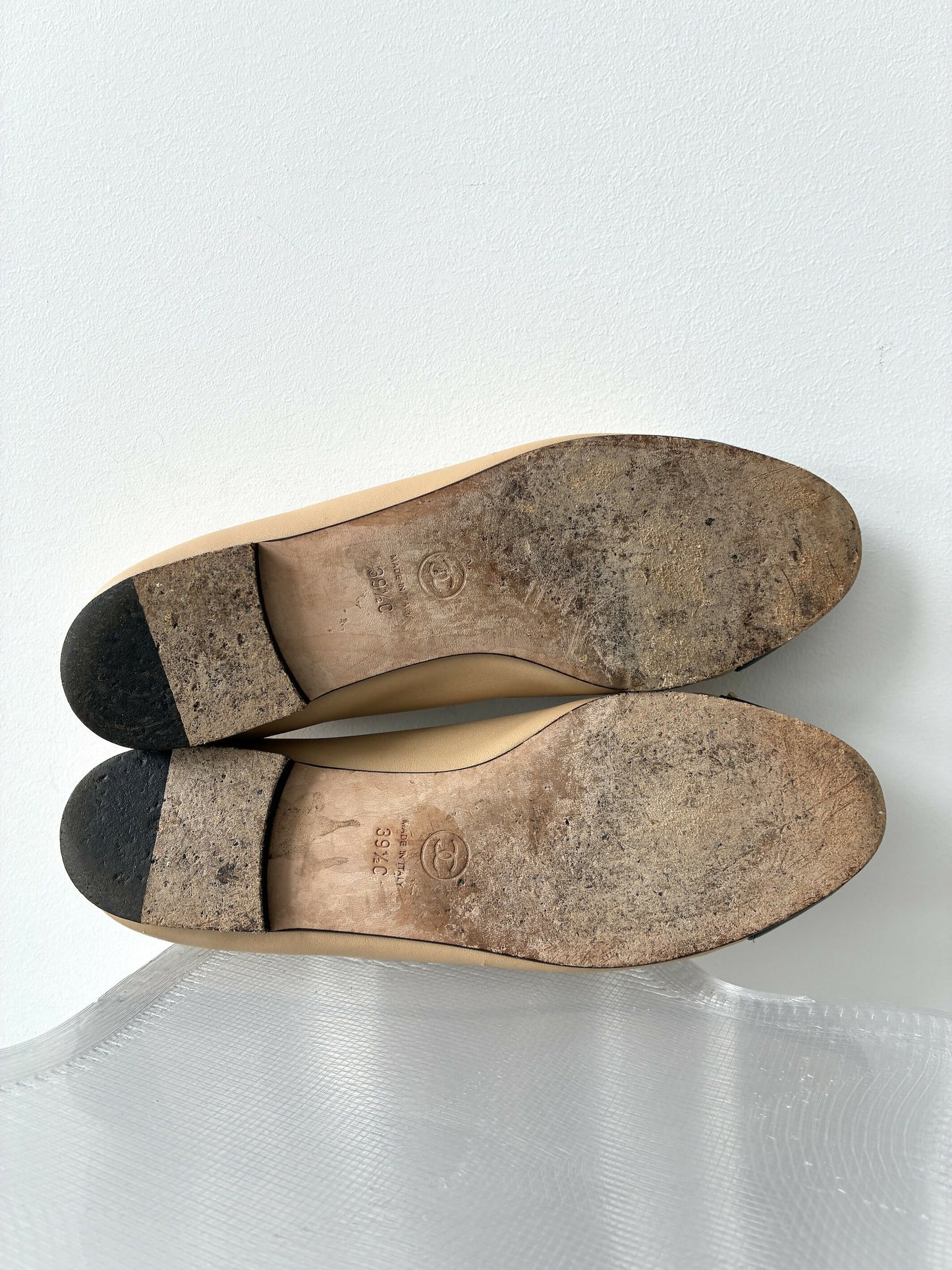 Chanel Beige & Black Ballet Flats