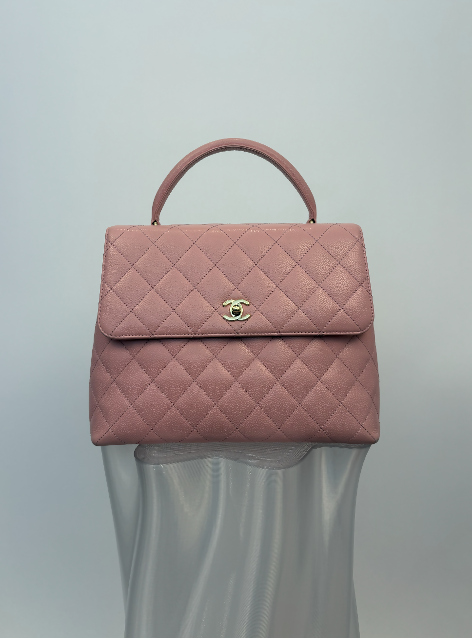 Chanel Large Kelly Flap Top Handle Bag in Pink Quilted Caviar