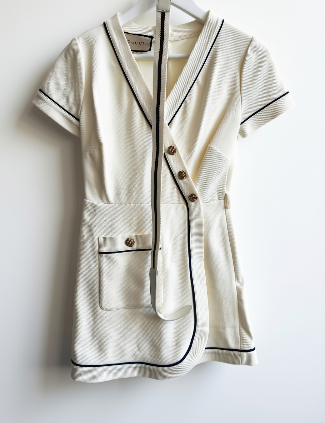 Gucci A-Line Belted Knit Dress