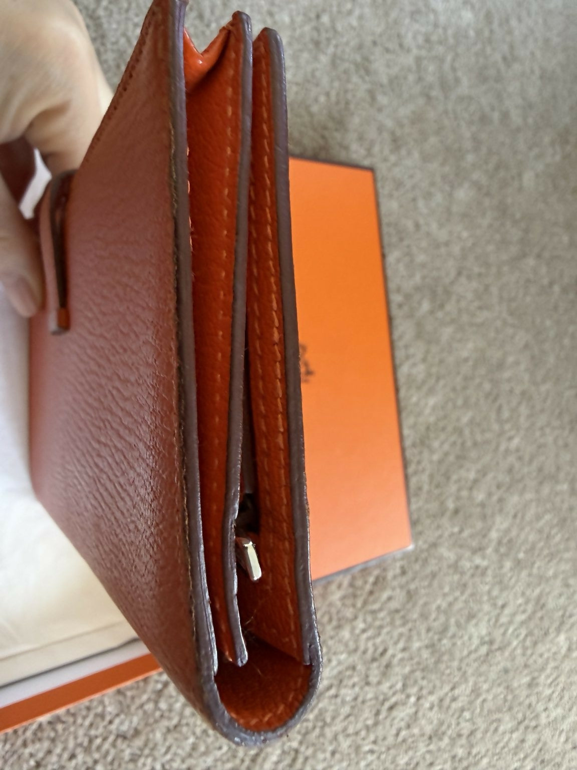 Hermès Bearn Wallet Orange Epsom Leather with Box