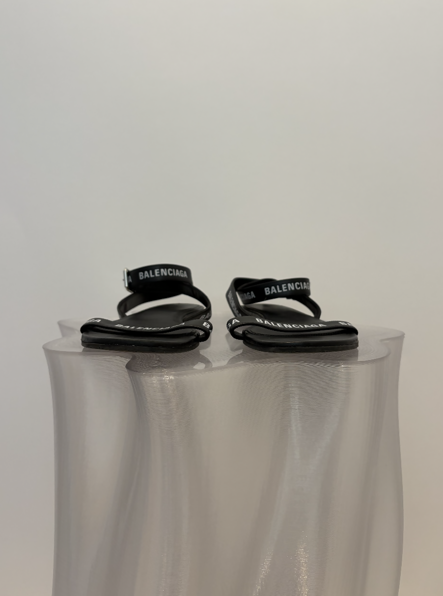 Balenciaga Strappy Black Logo Sandals