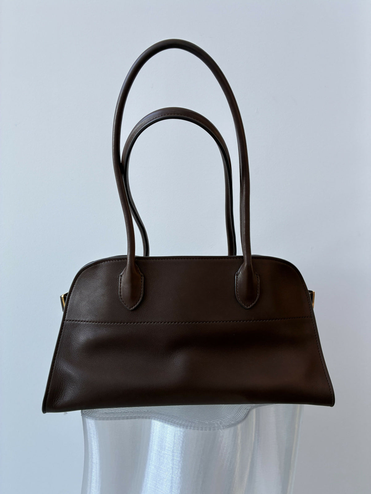 The Row East-West Margaux Dark Brown Leather Bag