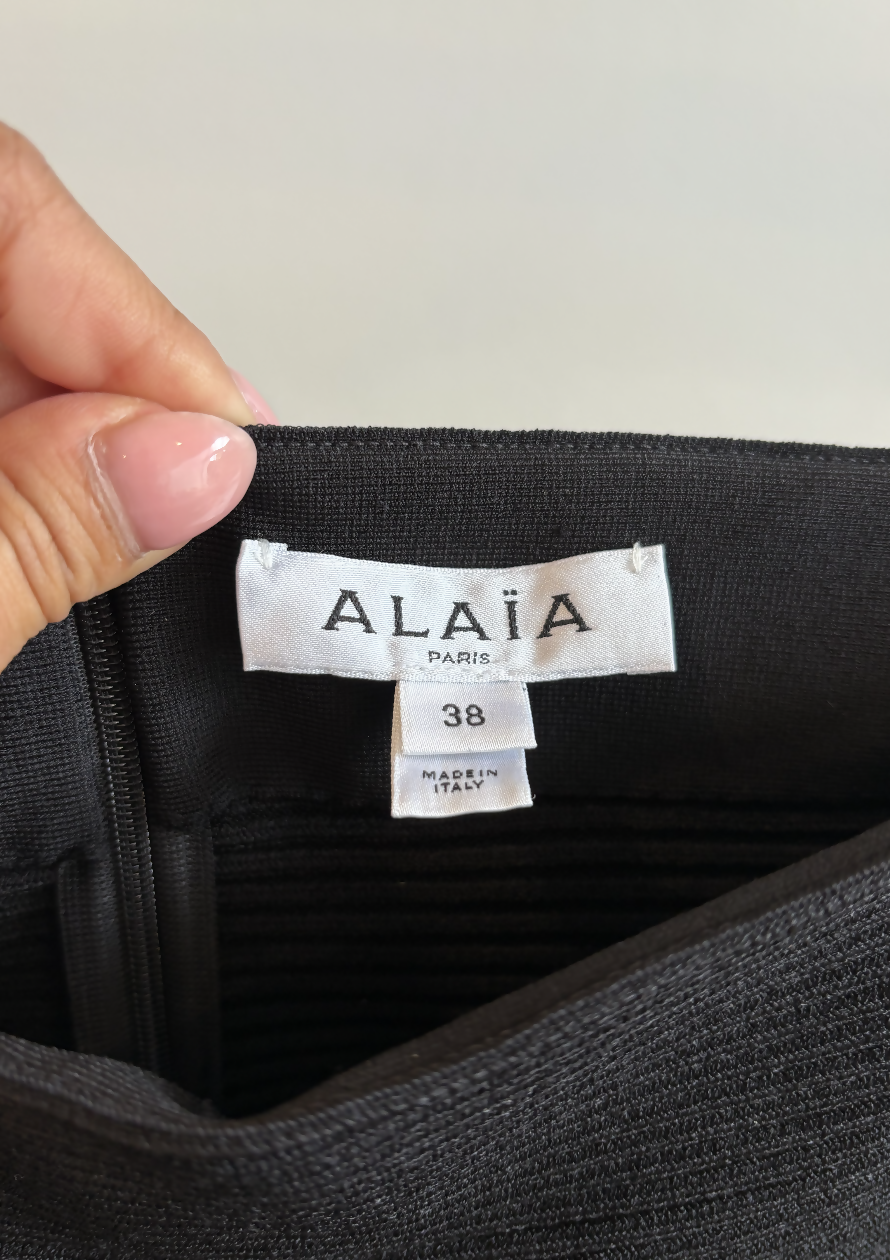 Alaïa A-Line Flared Ribbed Skirt in Black
