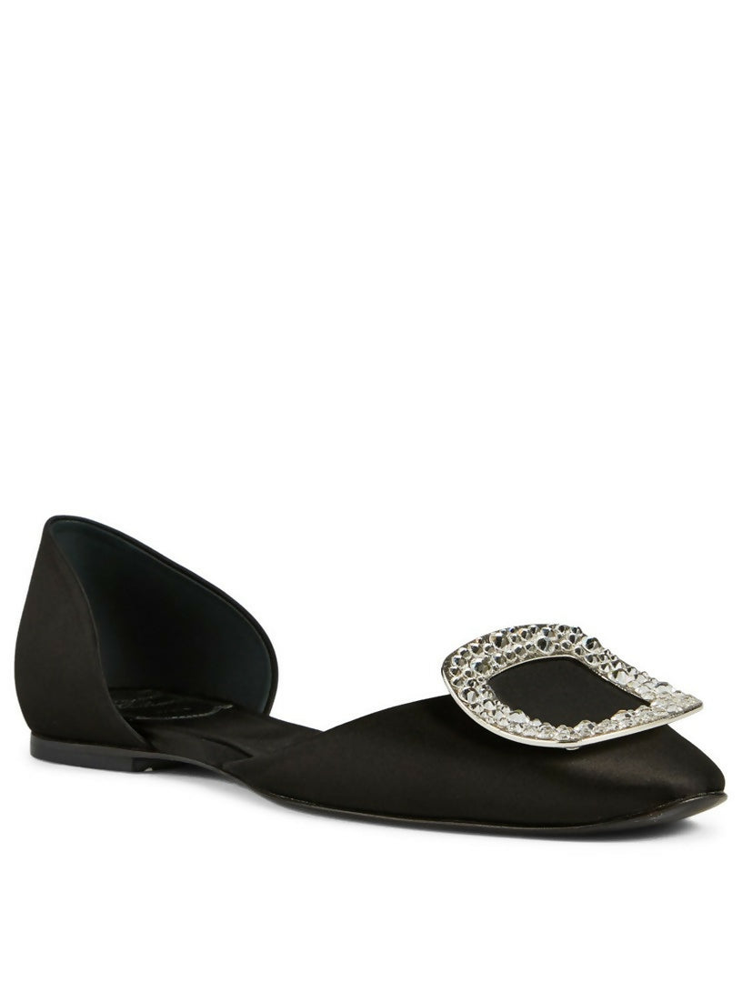 Roger Vivier CHIPS STRASS BUCKLE BALLERINAS IN SATIN