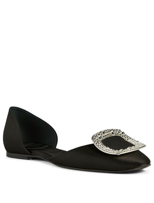 Roger Vivier CHIPS STRASS BUCKLE BALLERINAS IN SATIN