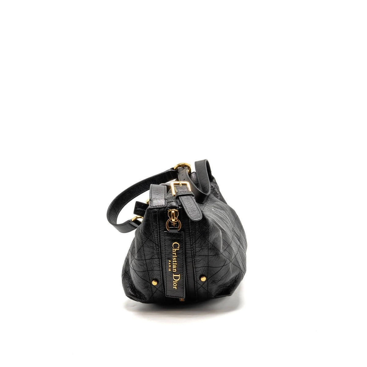 Dior Medium D-Journey Bag Crinkled calfskin Black