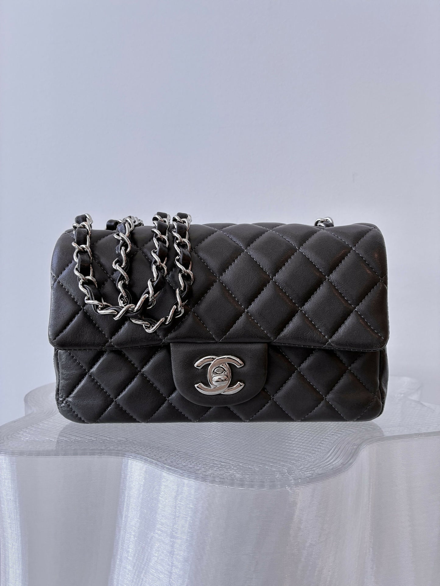 Chanel Mini Flap Bag in Dark Grey Lambskin