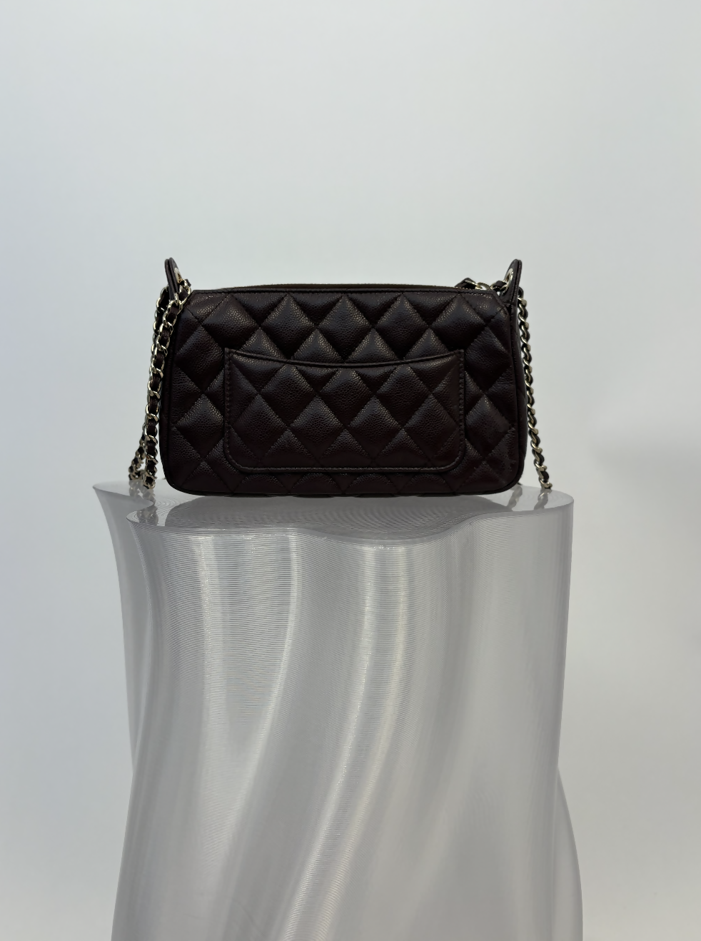 Chanel Quilted Caviar Clutch with Chain in Burgundy