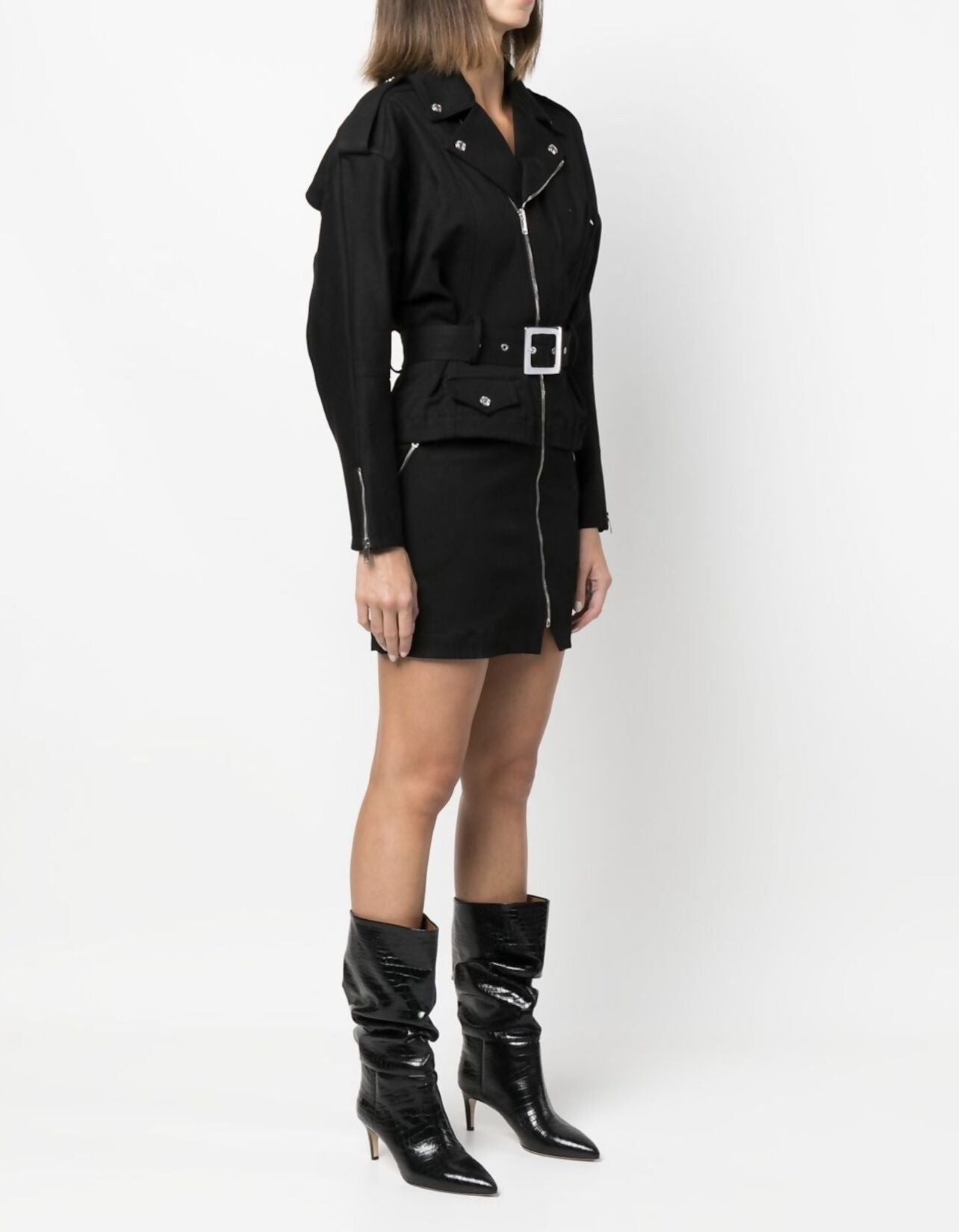 Alexandre Vauthier belted biker mini dress 100% leather