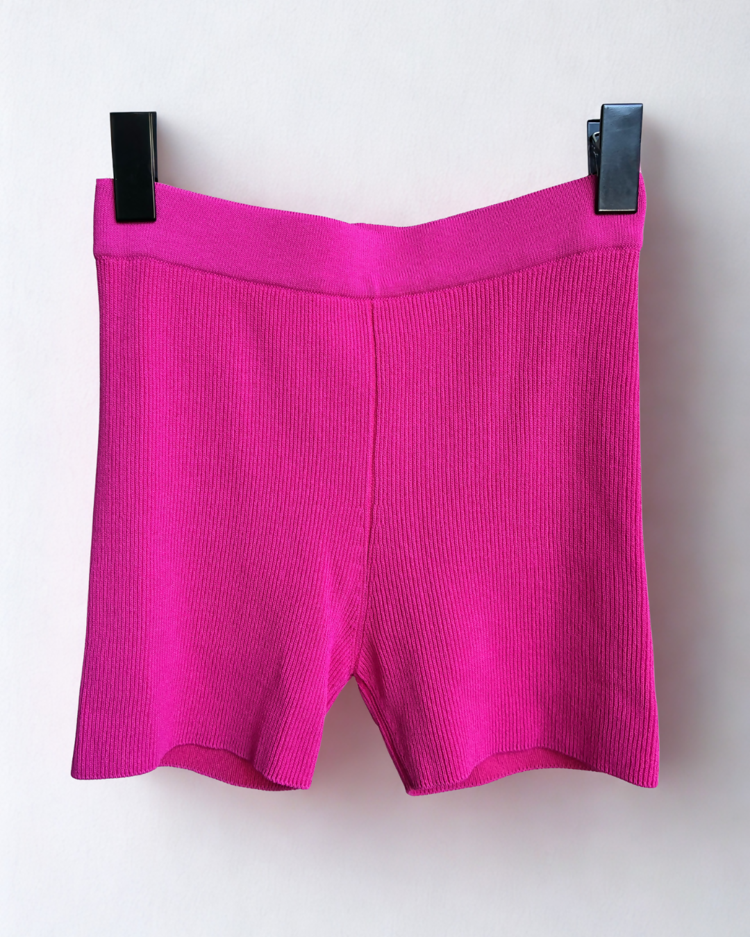 Jacquemus High Waist Knitted Shorts in Bright Pink