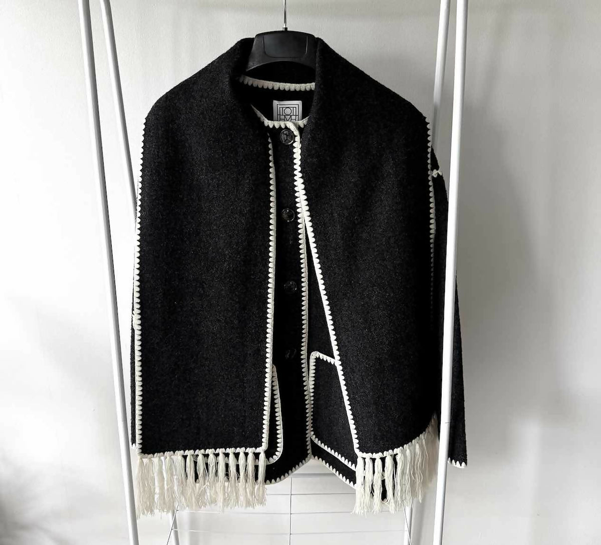 Totême Embroidered scarf jacket dark grey mélange