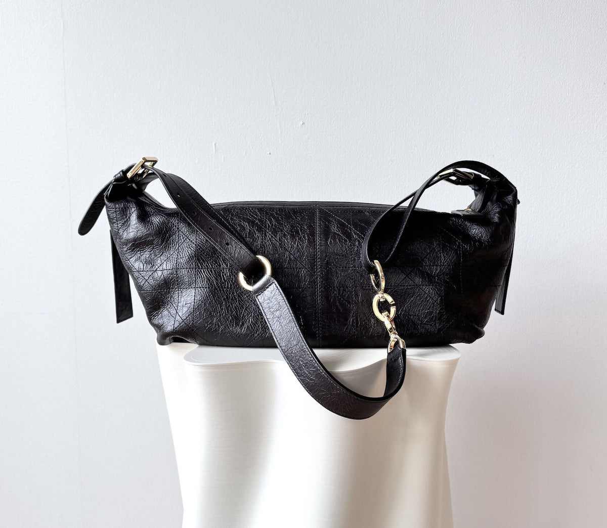 Dior Medium D-Journey Bag Crinkled calfskin Black