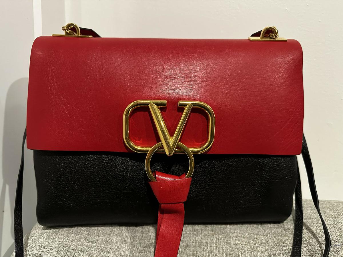 Valentino Garavani VRING Medium Colorblock Leather Shoulder Bag