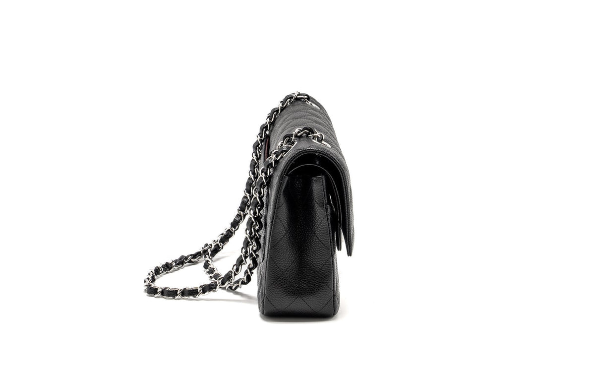CHANEL Medium Classic Double Flap Bag Caviar Black