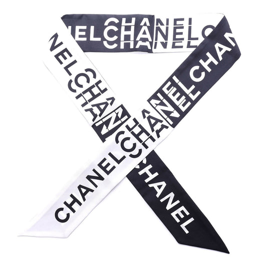 Chanel Silk Logo Slim Bandeau Scarf - FULL SET