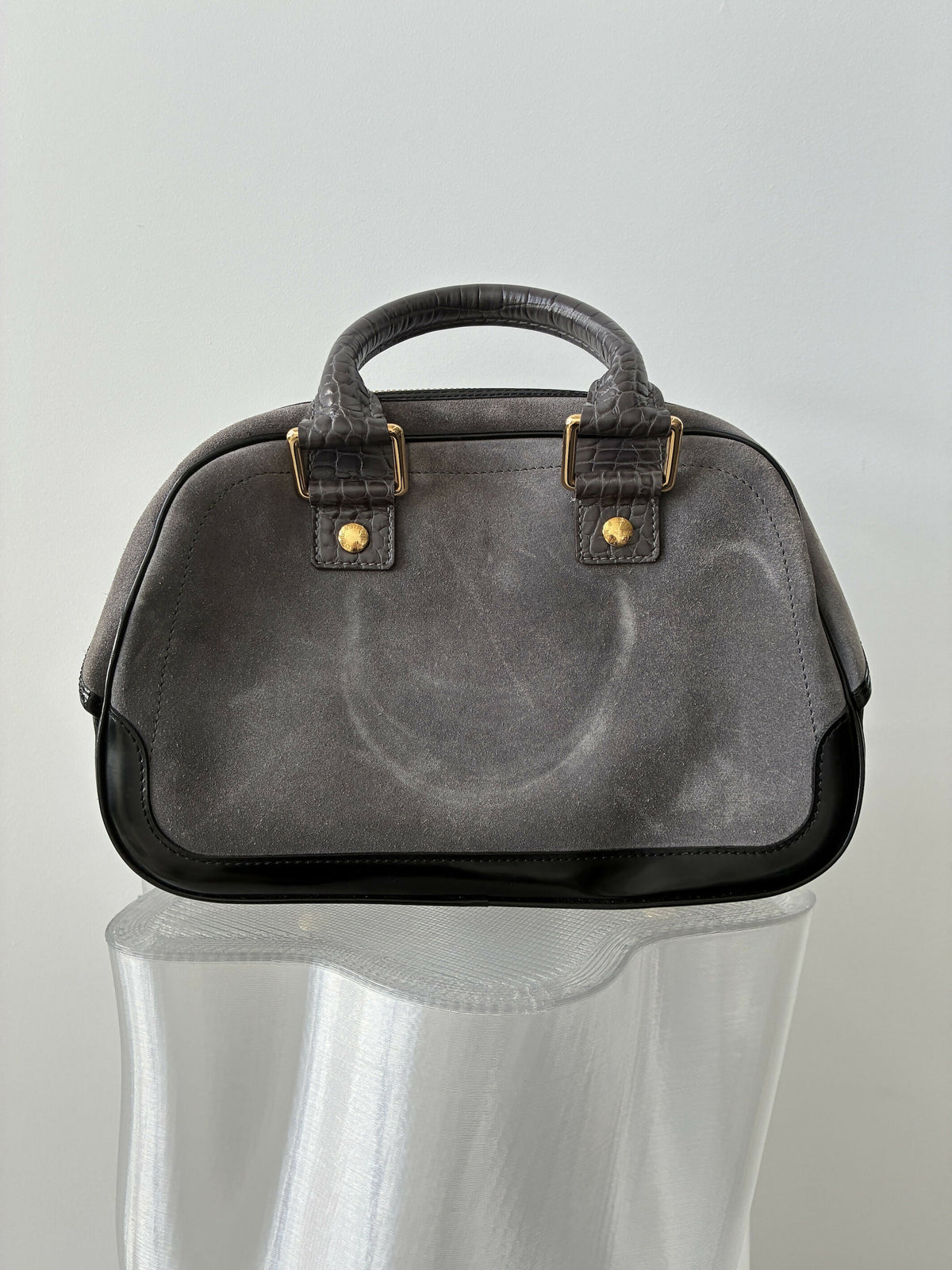 Louis Vuitton Limited Edition Grey Suede Stamped Trunk Bag, 2006 Cruise Collection