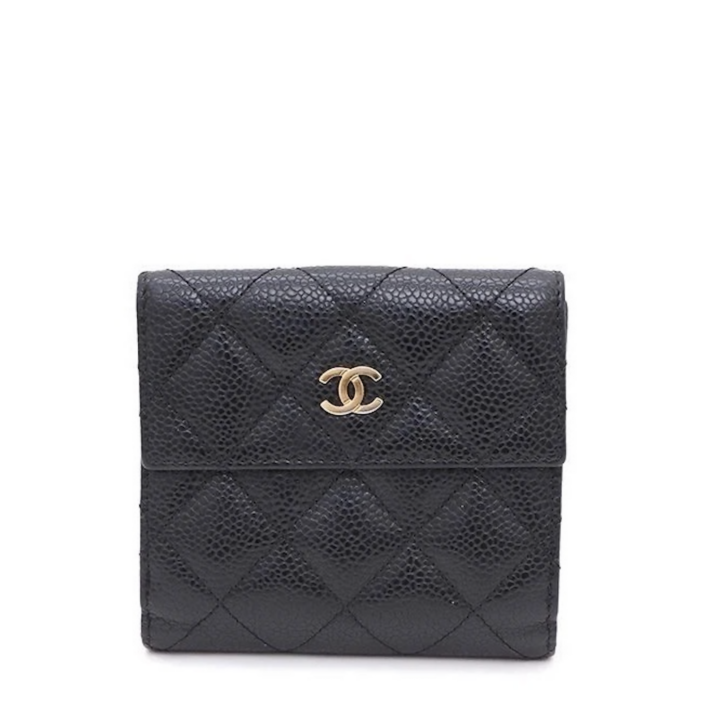 Chanel Classic Small Wallet Black Caviar Leather Gold Hardware