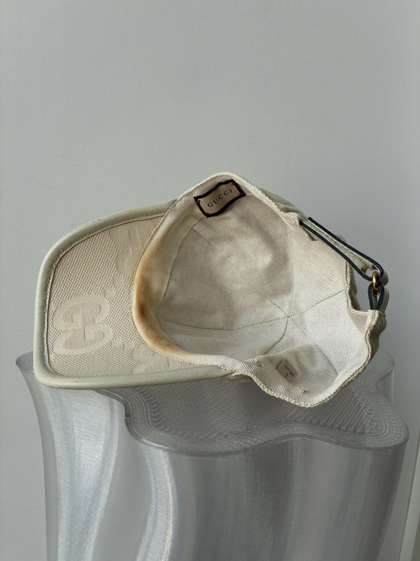 Gucci Jumbo GG Cream Canvas Baseball Cap