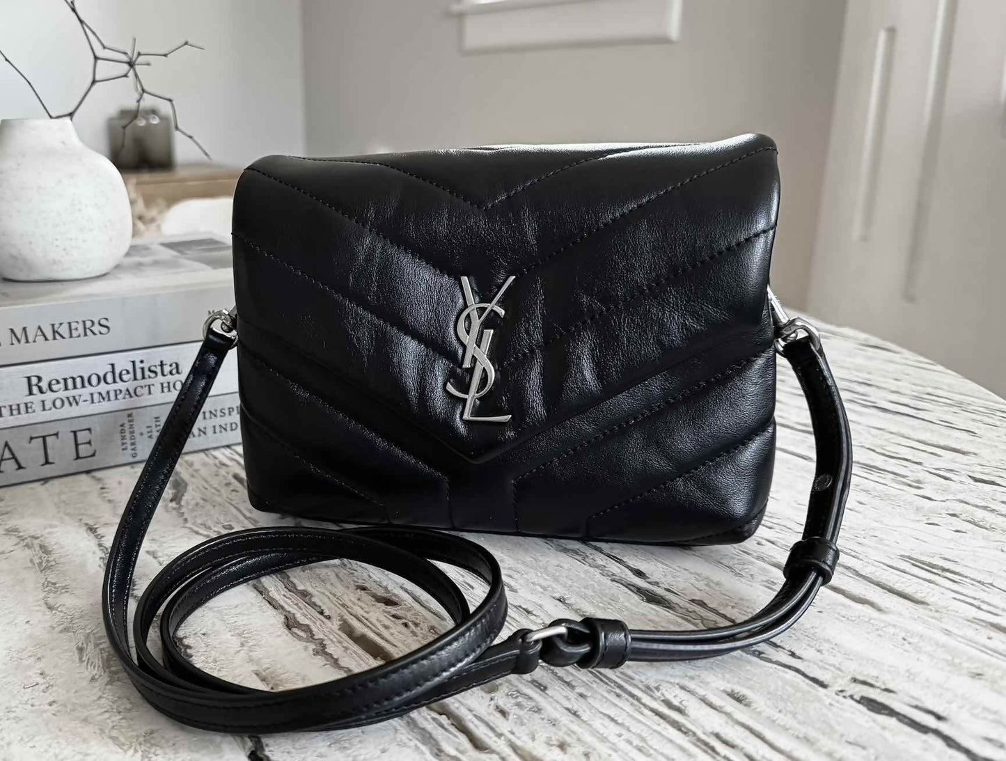 Saint Laurent YSL Toy Loulou Matelasse Leather Crossbody Bag in Black