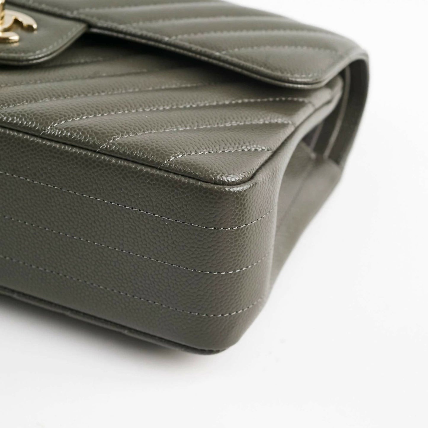 Chanel 20B Caviar Chevron Small Classic Flap Grey Series 30